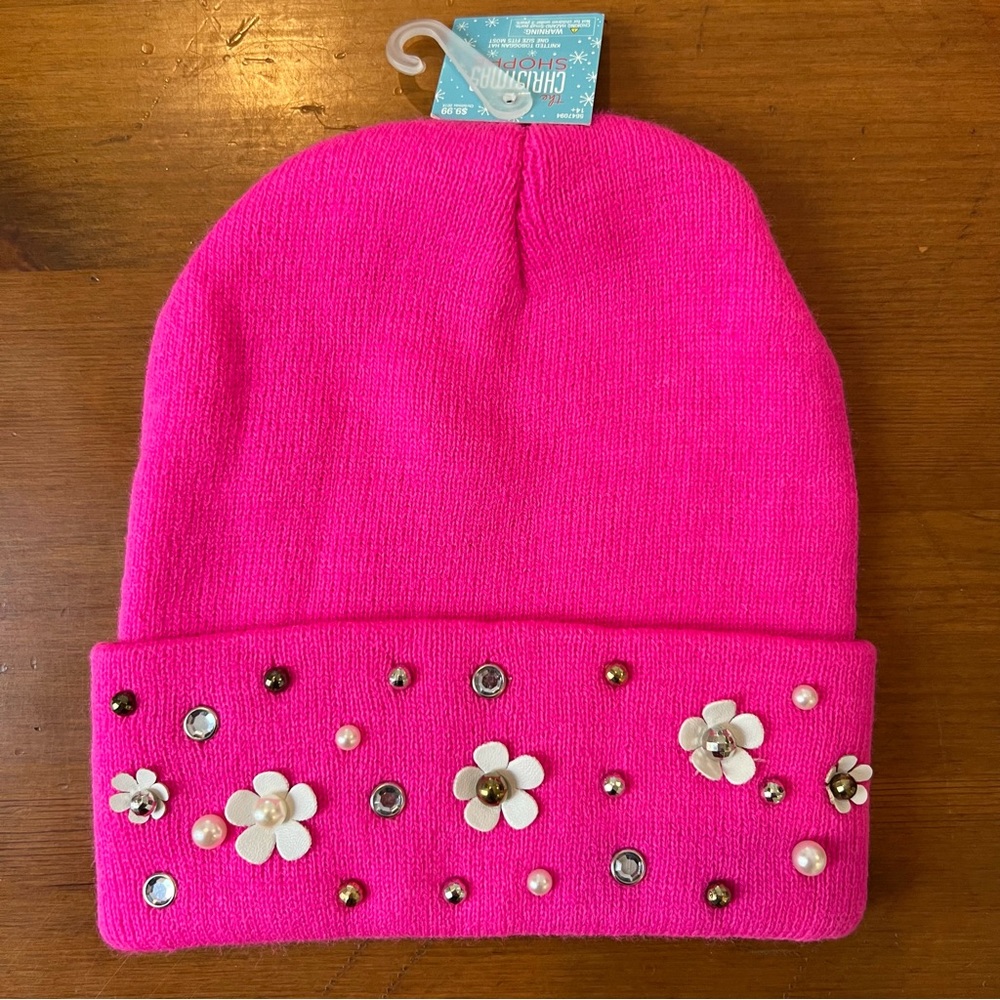 Neon Pink Embellished Hat